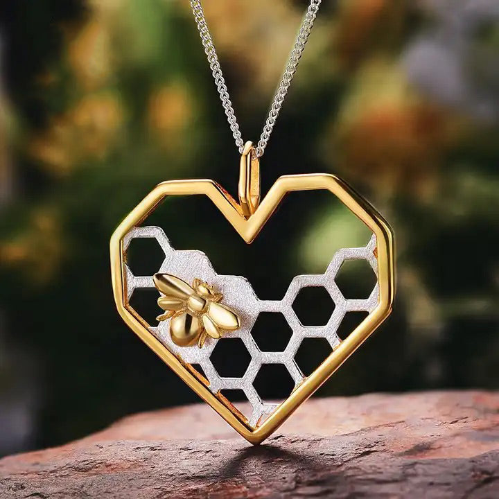 Honeycomb Bee Necklace Handmade - Ellis Finch