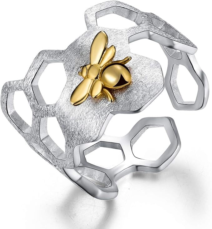 Honeycomb Bee Resizable Ring Handmade - Ellis Finch