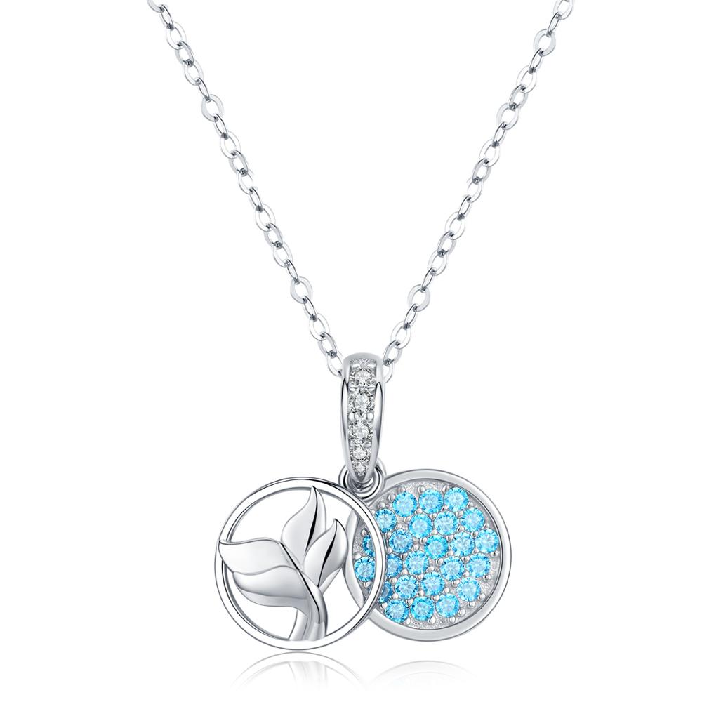 Dolphin Tail Silver & Blue Zircon Necklace - Ellis Finch