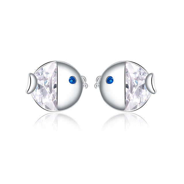 Cute Silver Kissing Fish Earrings - Ellis Finch